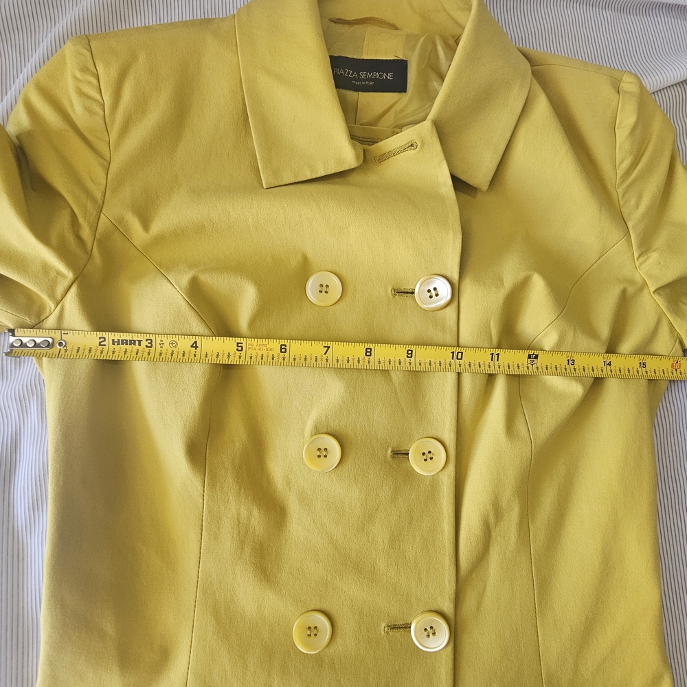 PIAZZA SEMPIONE‎ Canary Yellow Cotton Blend Jacket Blazer Sz 40 - Picture 8 of 9